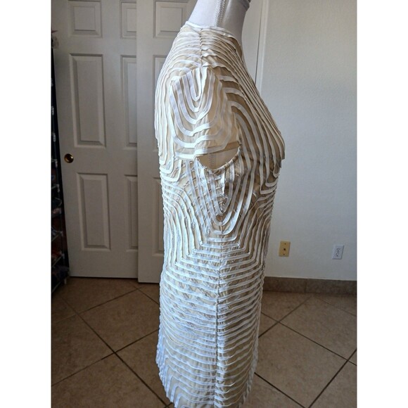 Obstinee By Ika Womens Blouse Tunic Tan Beige Textured Cap Sleeve‎ Size 4 Career - Picture 3 of 14